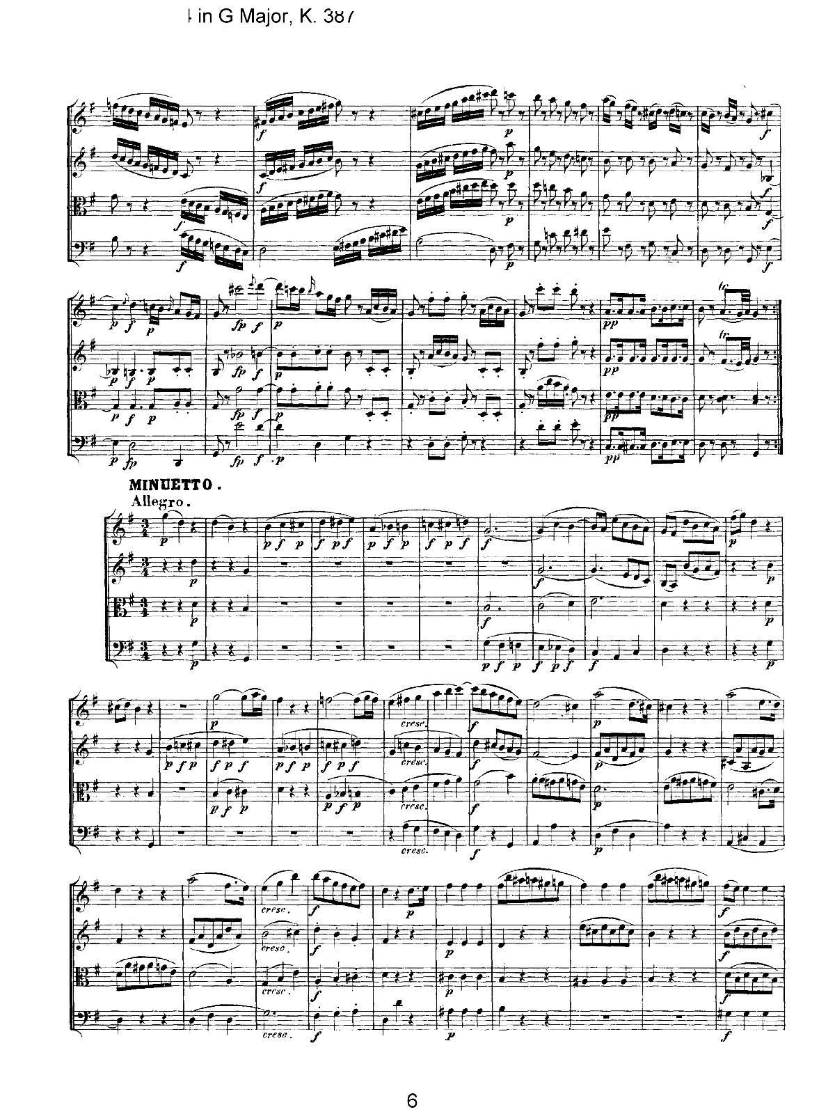 Mozart Quartet No 14 in G Major K 387(���V)6