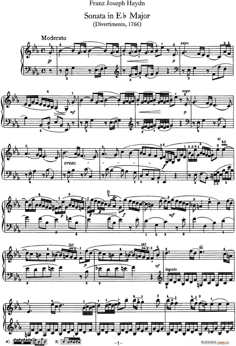 ���D ������Q�� Hob XVI 45 Divertimento Eb major(����V)1