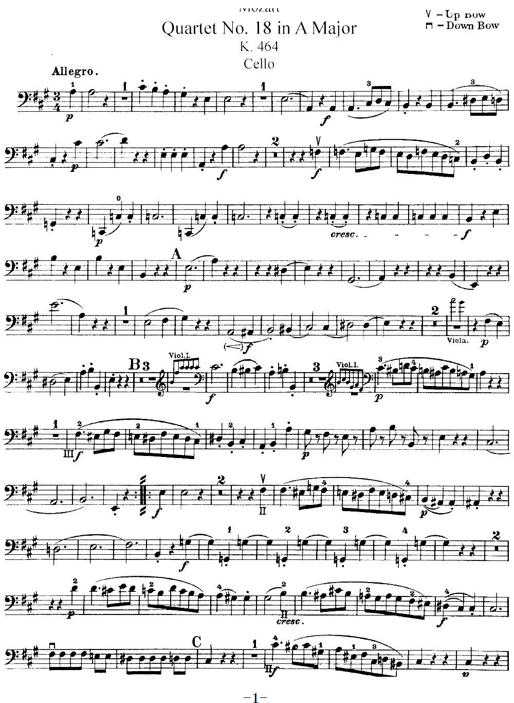 Mozart Quartet No 18 in A Major K 464 Cello(ʮ�ּ�����)1