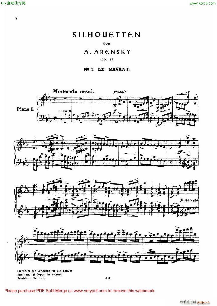 Arensky op 23 Suite No 2 Silhouettes(����V)3