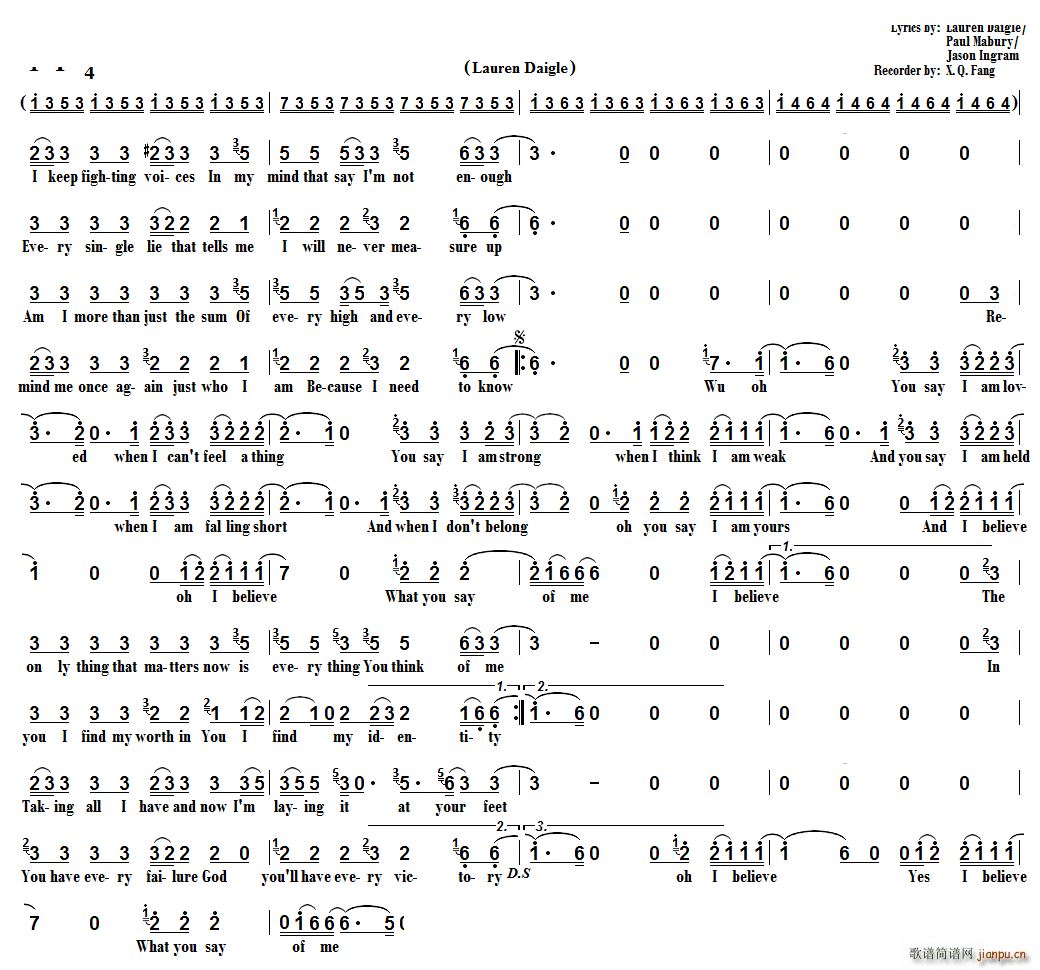 You SayLauren Daigle(ʮ�ּ�����)1