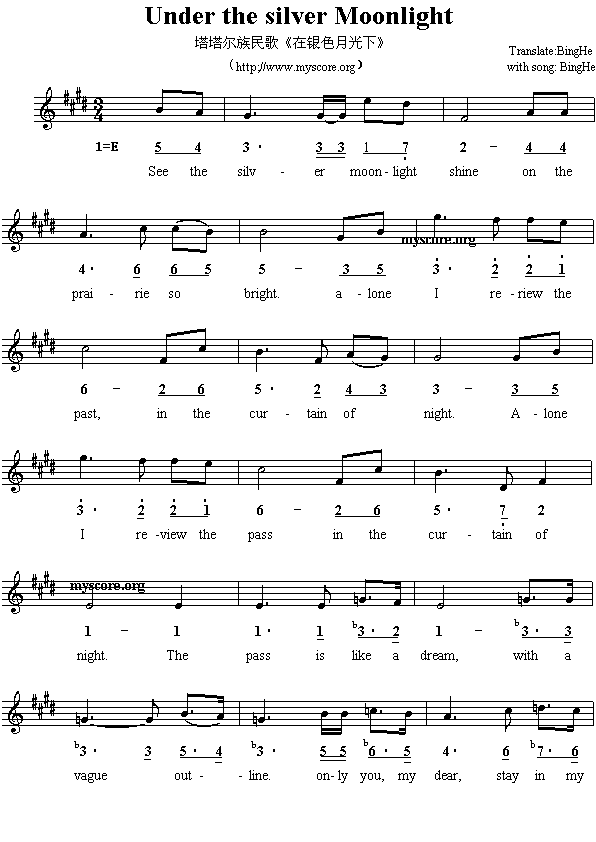 Ӣ�g���ĸ�����Underthesilvermoonlight(����)1