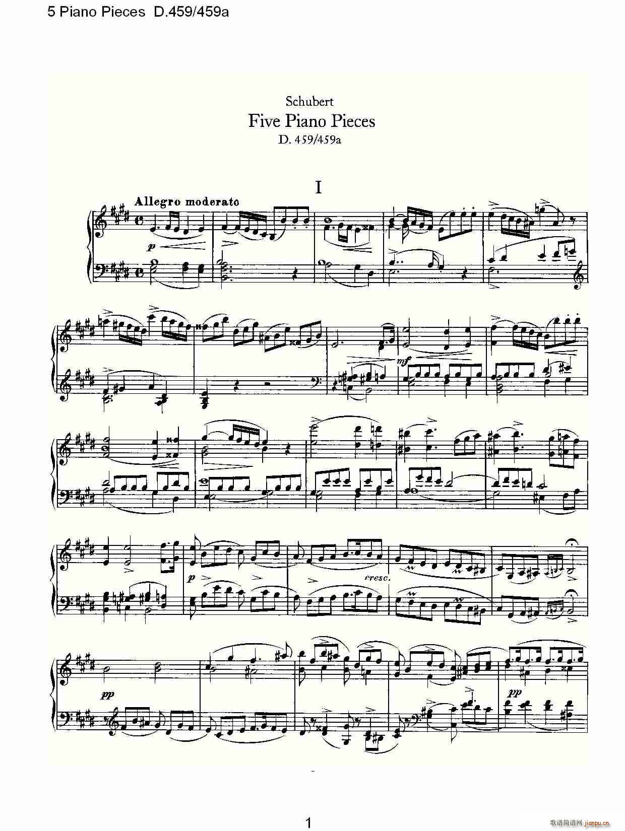 5 Piano Pieces D.459459a(����V)1