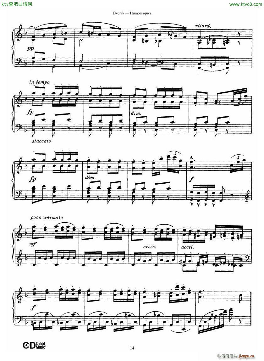 Dvor��k op 101 8 Humoresques(����V)14