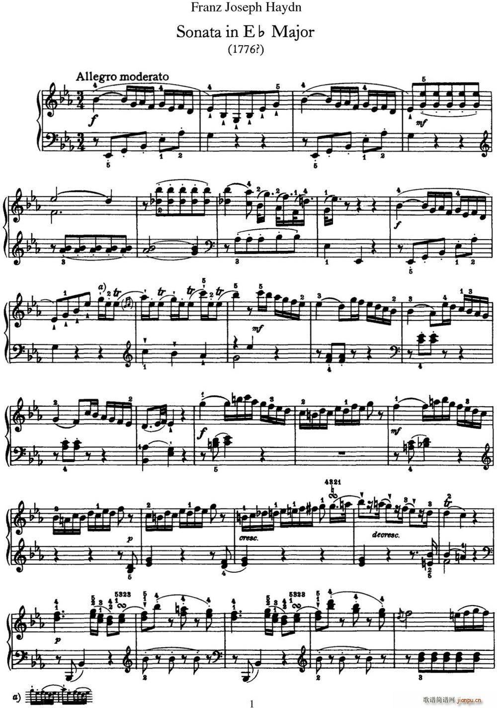 ���D ������Q�� Hob XVI 28 in E flat major(����V)1