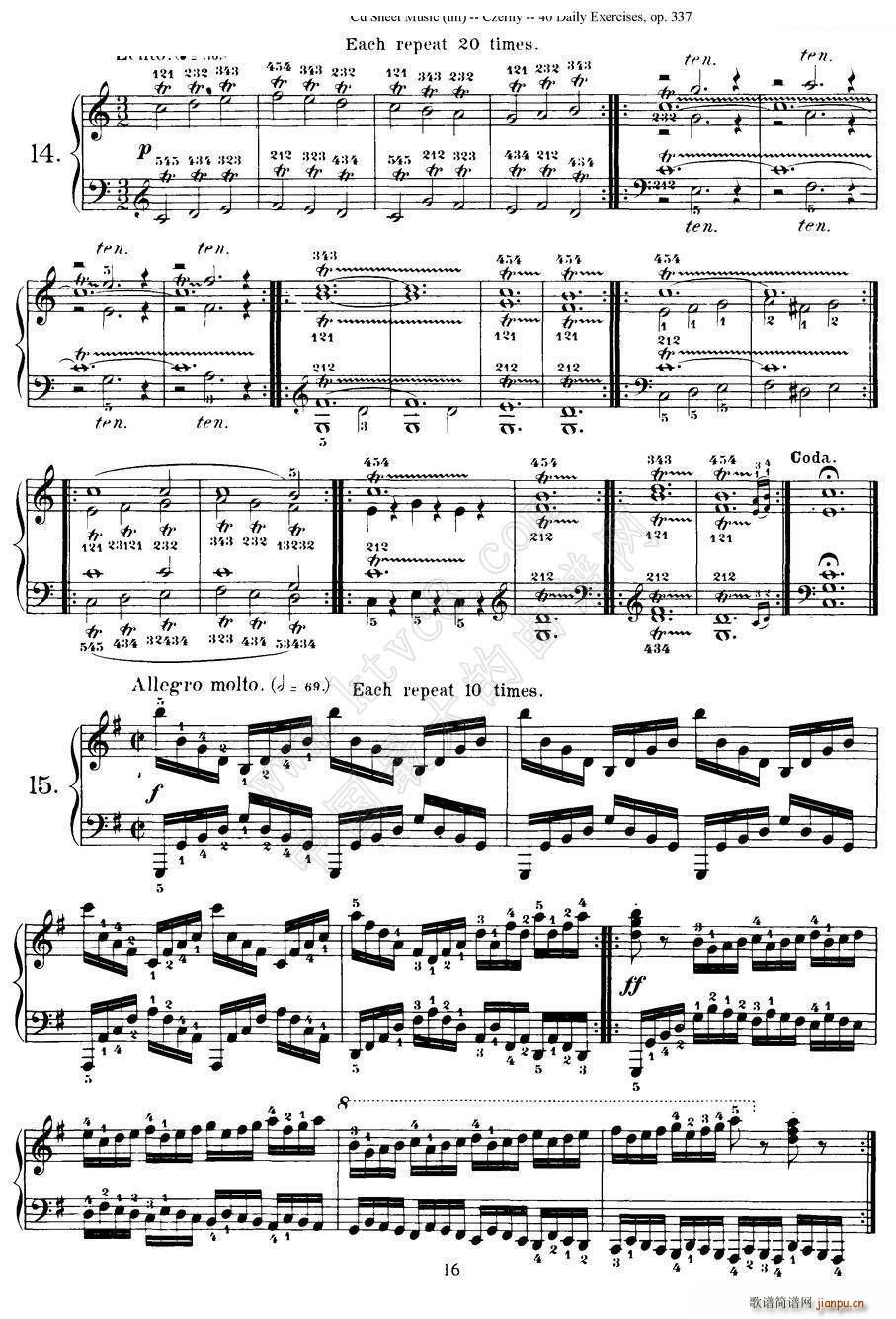 Czerny 40 Daily Exerci Op 337 11 15 40���ճ�Ӗ����(����V)6