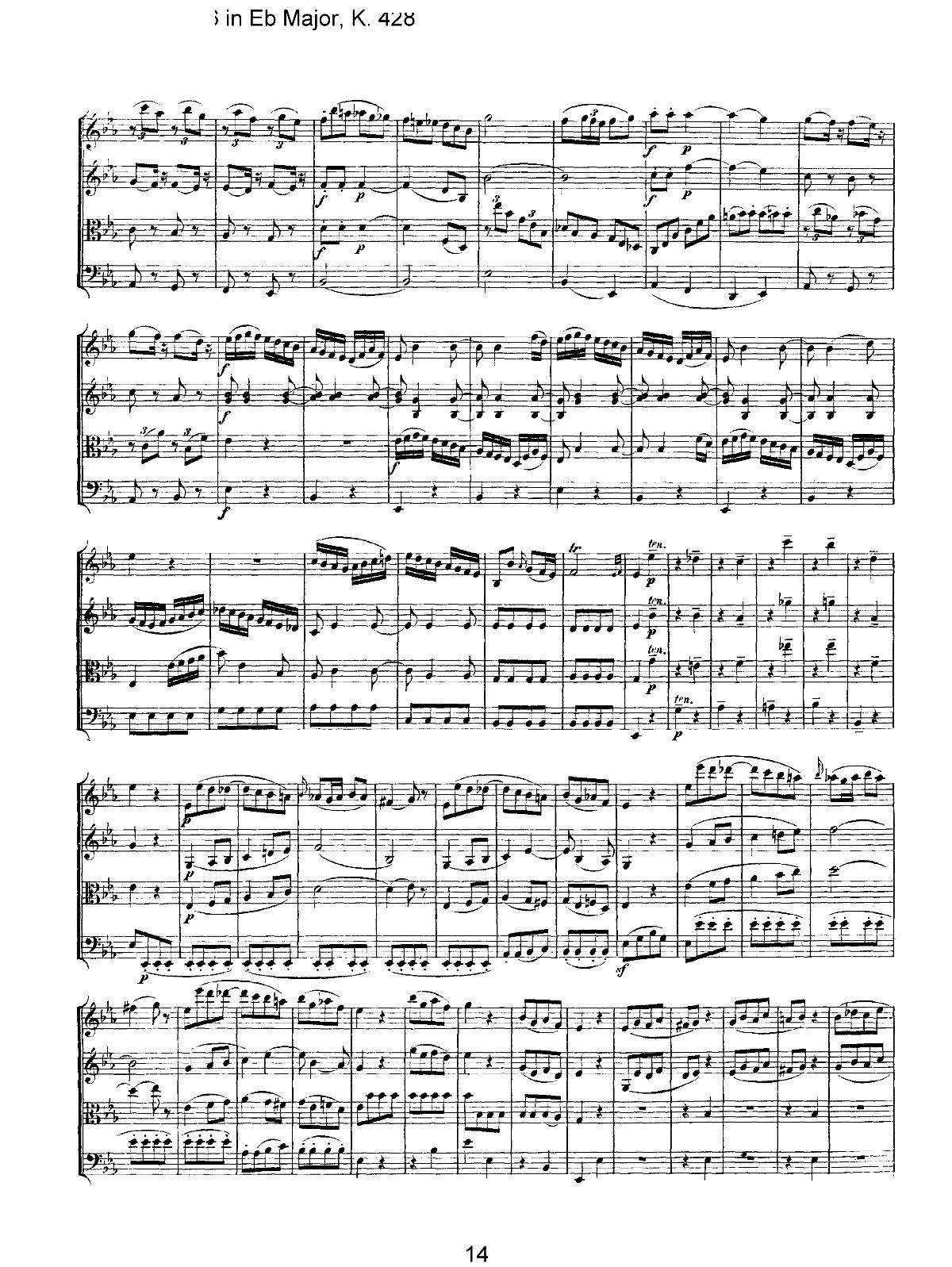 Mozart Quartet No 16 in Eb Major K 428(���V)14