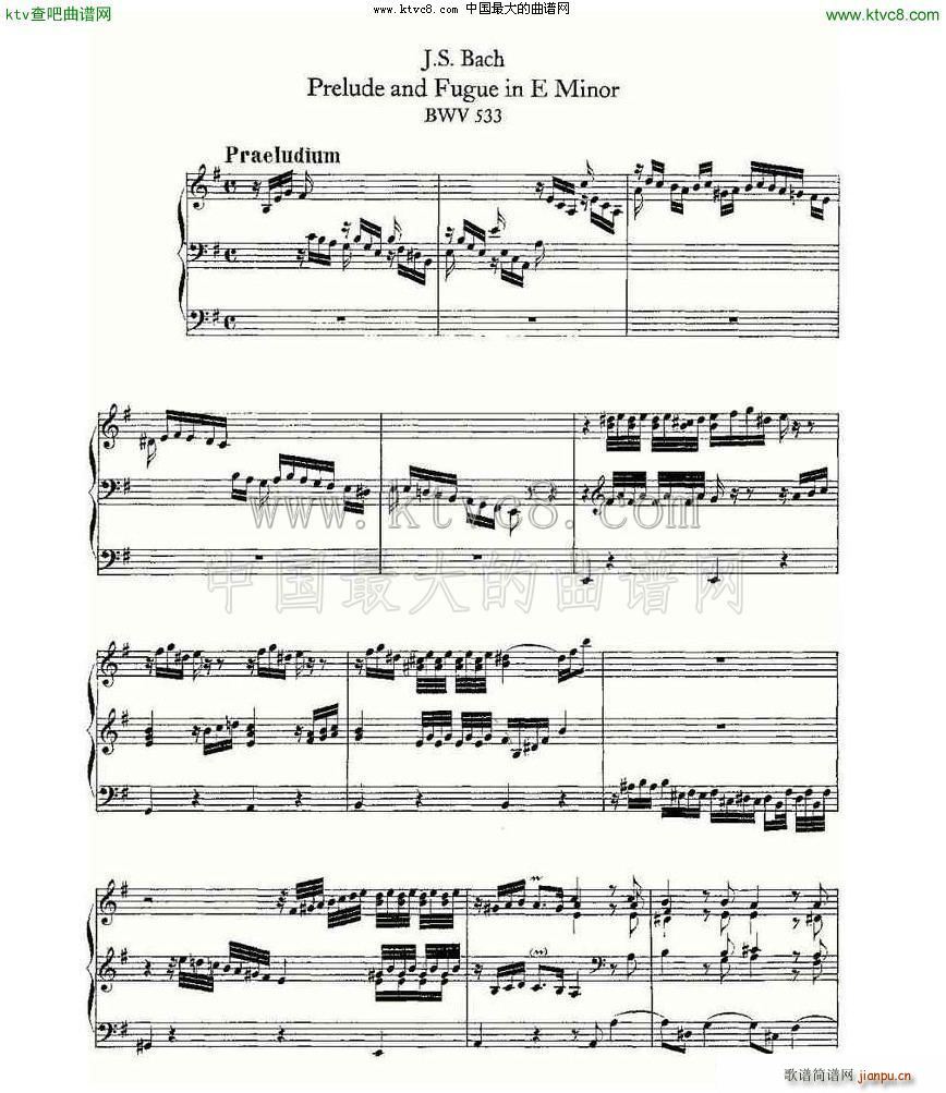 Prelude and Fugue in E Minor BWV 533 ���L(f��ng)���V(ʮ�ּ�����)1