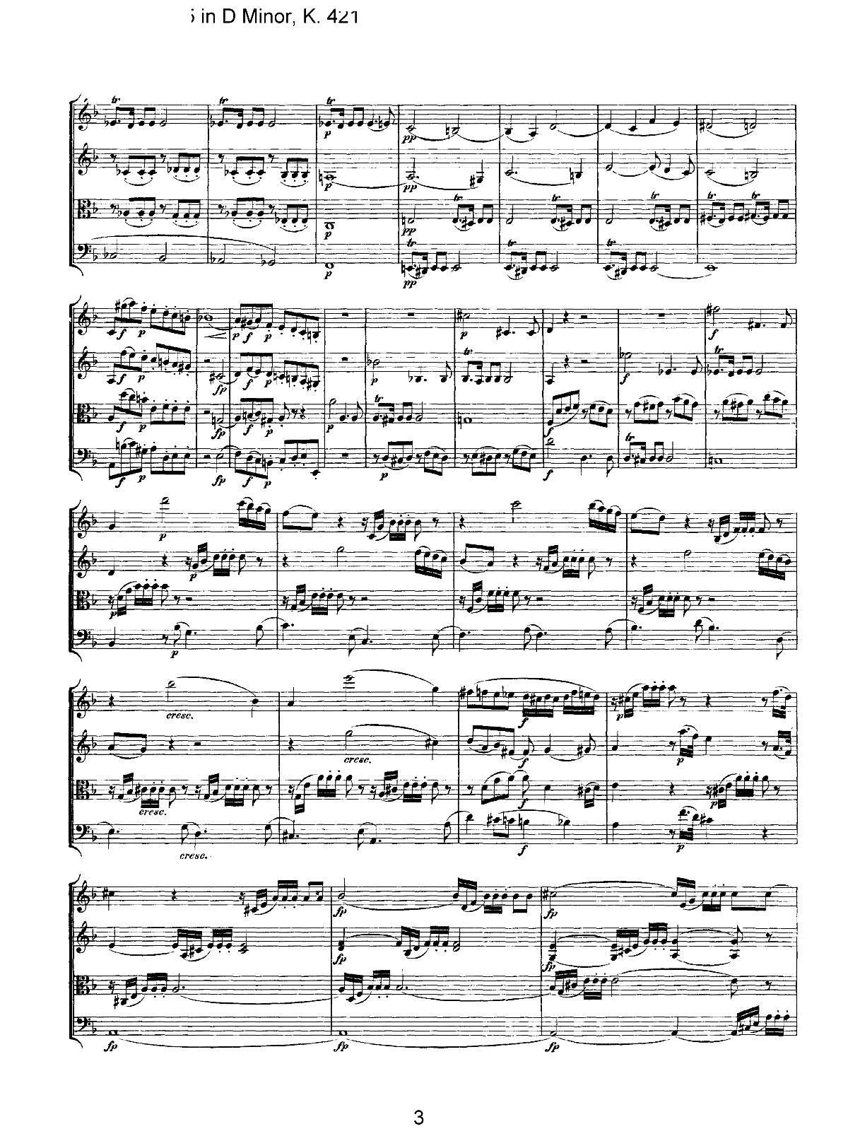 Mozart Quartet No 15 in D Minor K 421(���V)3