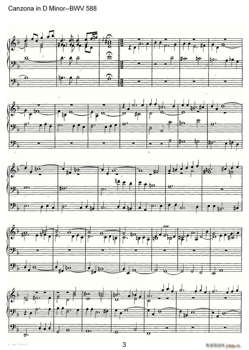 Canzona in D Minor BWV 588 ���L(f��ng)���V(ʮ�ּ�����)3