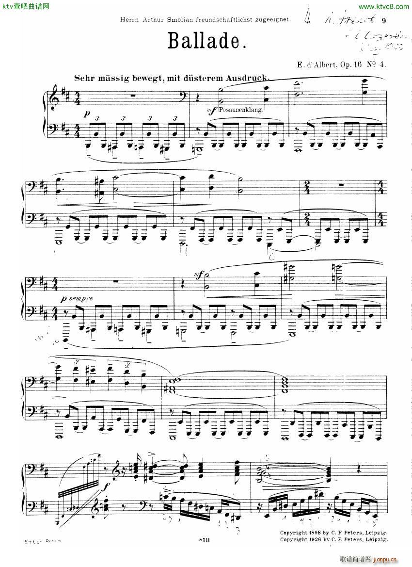 D Albert op 16 no 4 Ballade(����V)1