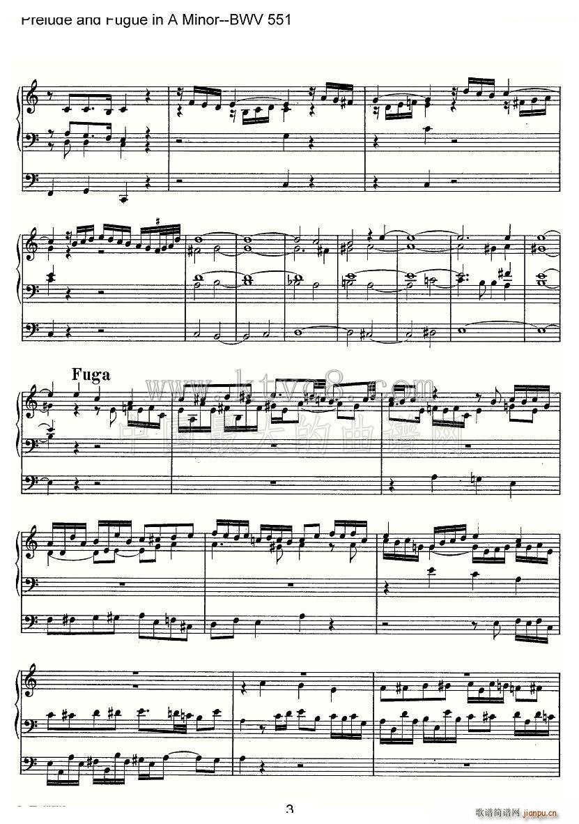 Prelude and Fugue in A Minor BWV 551 ���L(f��ng)���V(ʮ�ּ�����)3