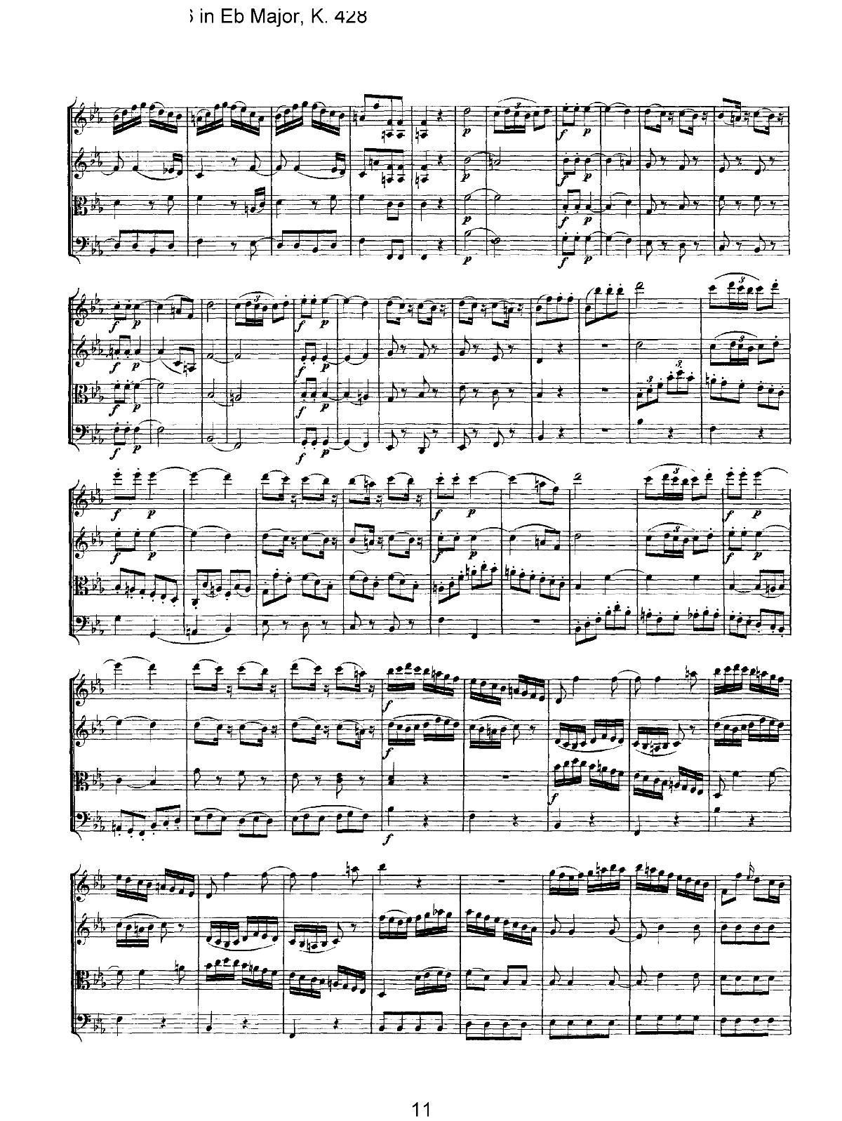 Mozart Quartet No 16 in Eb Major K 428(���V)11