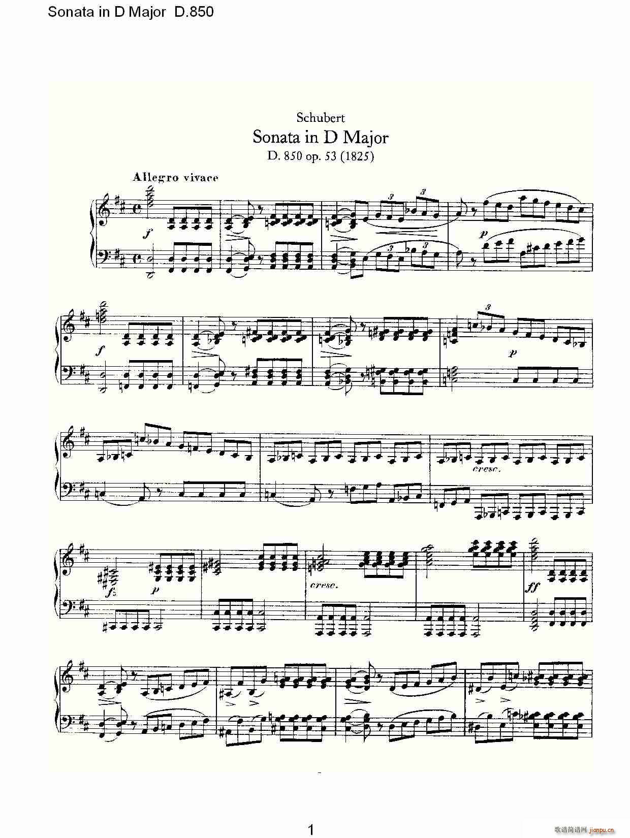 Sonata in D Major D.850(ʮ�ּ�����)1