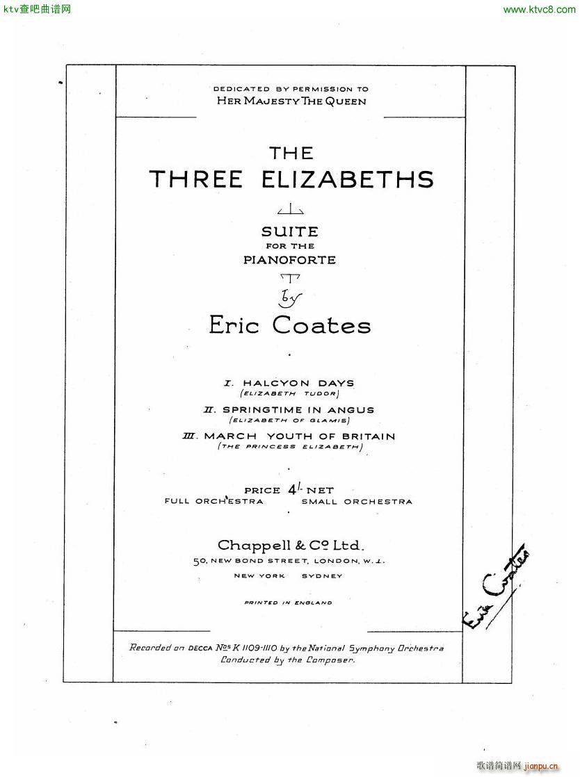 Coates The Three Elizabeths Piano Suite(����V)1