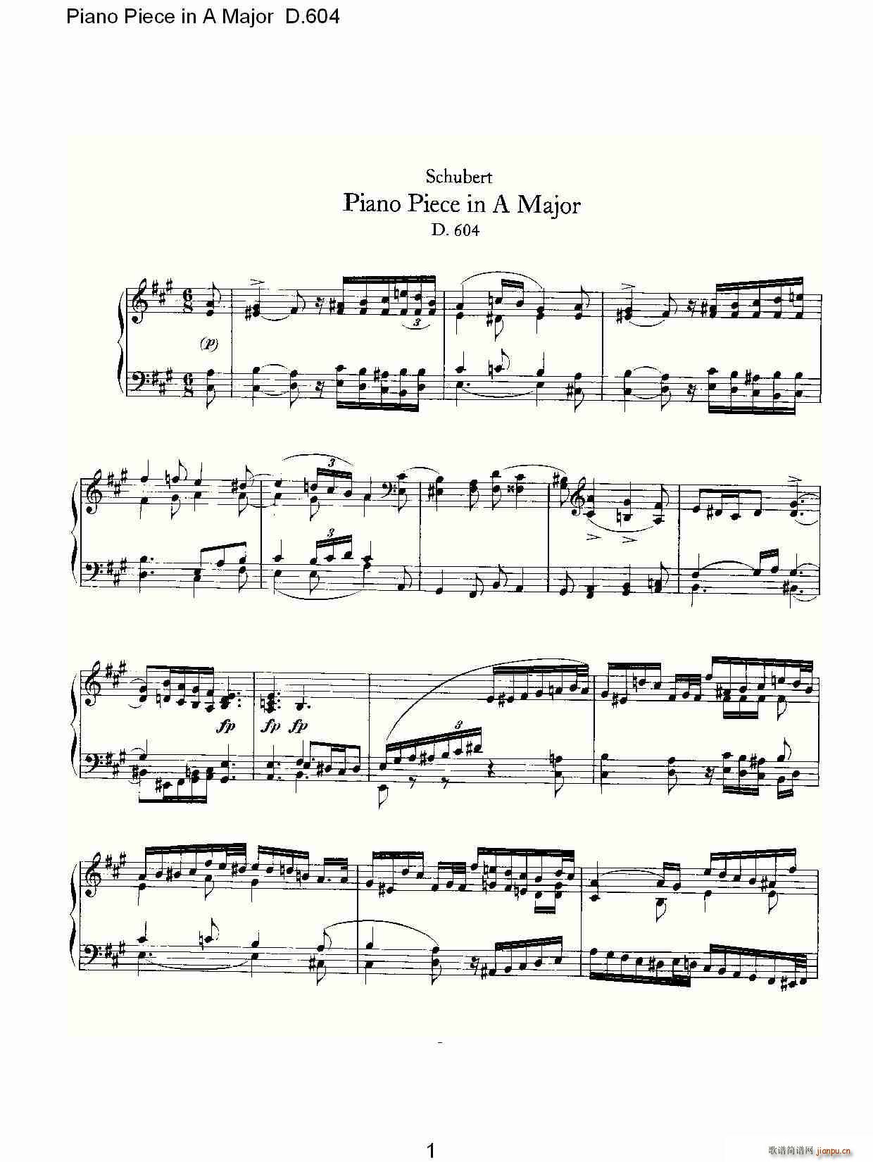 Piano Piece in A Major D.604(����V)1