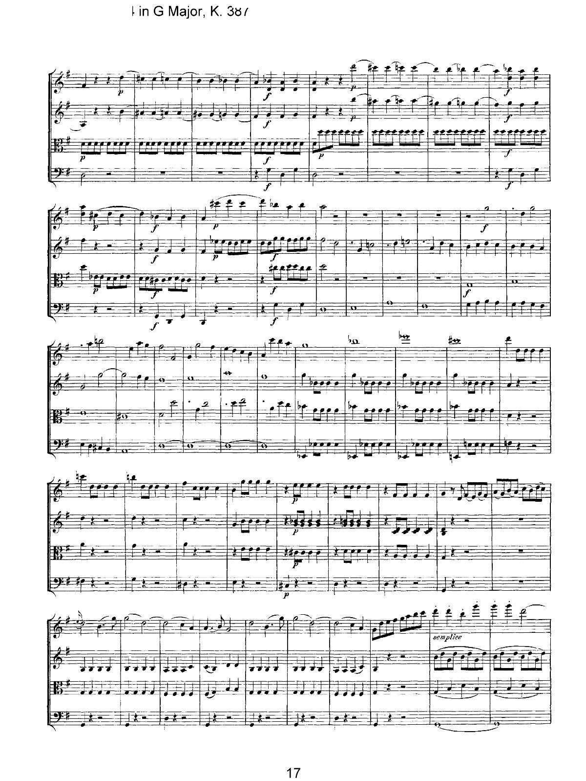 Mozart Quartet No 14 in G Major K 387(���V)17