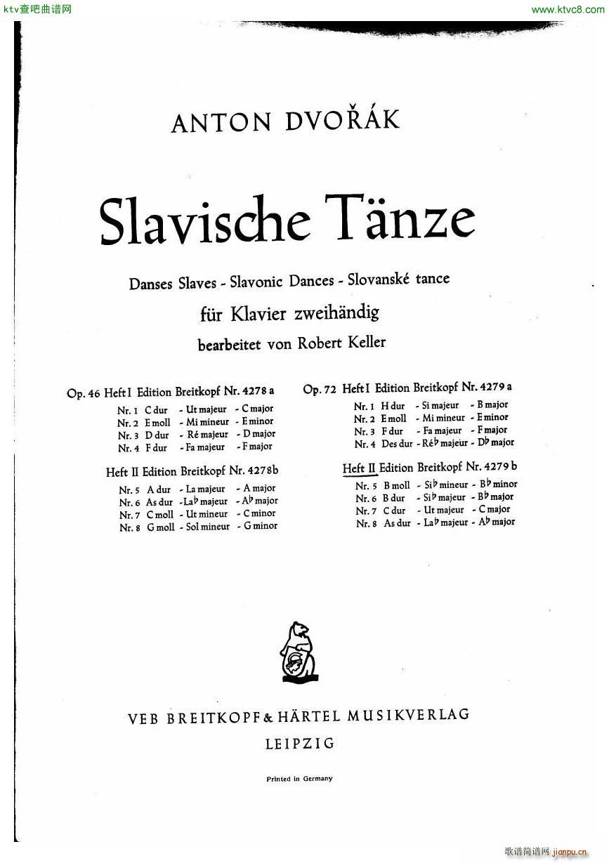 Dvorak Arr Keller Slavonic Dances Op72 Book2(����V)1