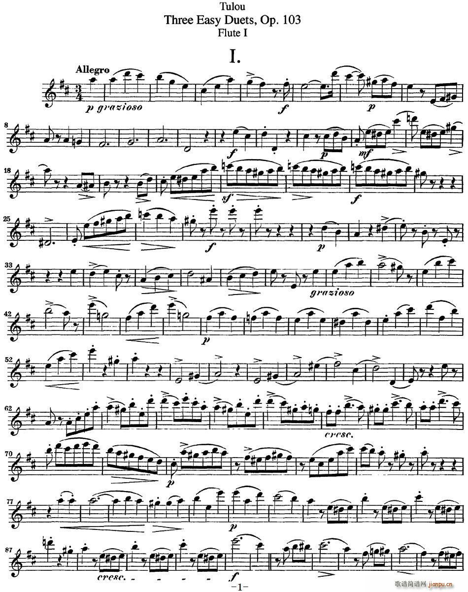 �D¶�����L(ch��ng)�Ѻ�(ji��n)��������Op 103 Flute 1 NO 1(�Ѻ��V)1