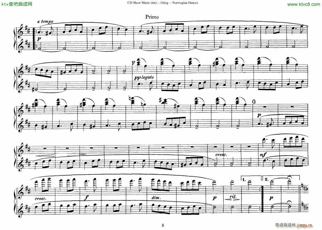 Grieg Norwegian Dance Op 35 1 4 Duet(����V)8