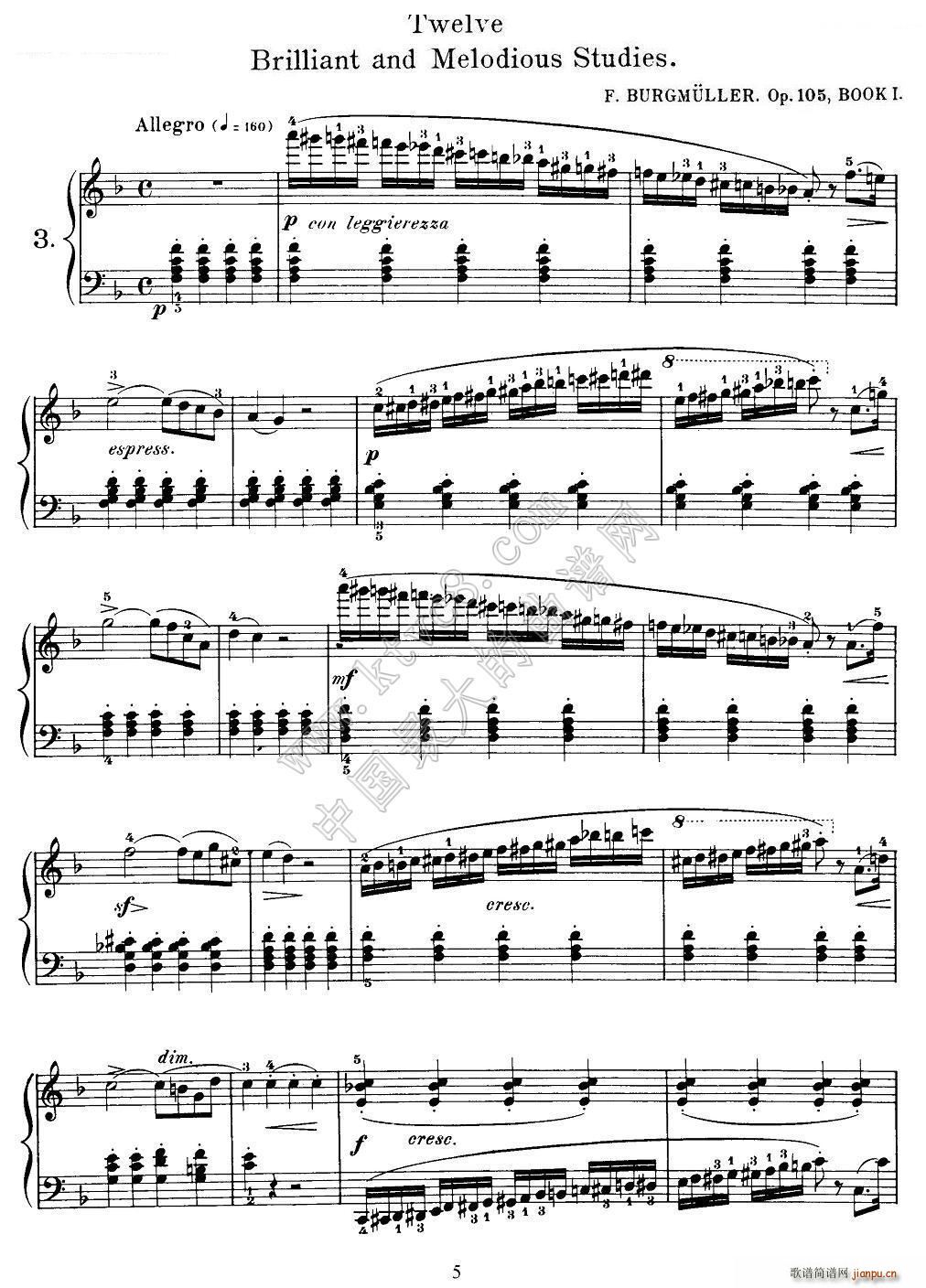 Burgmuller 12 Brillian and Melodious Studies 3(����V)1
