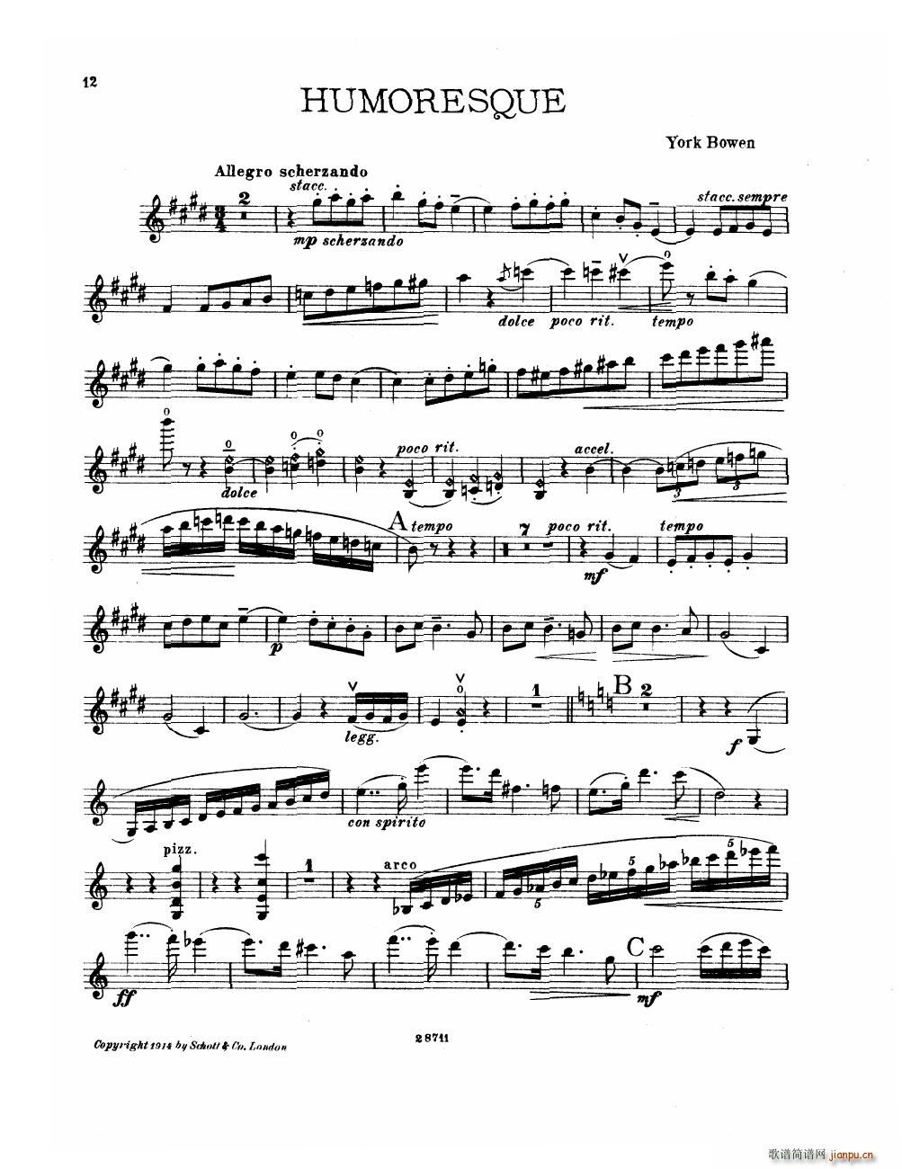 Bowen Suite for violin and piano violin part(����V)12