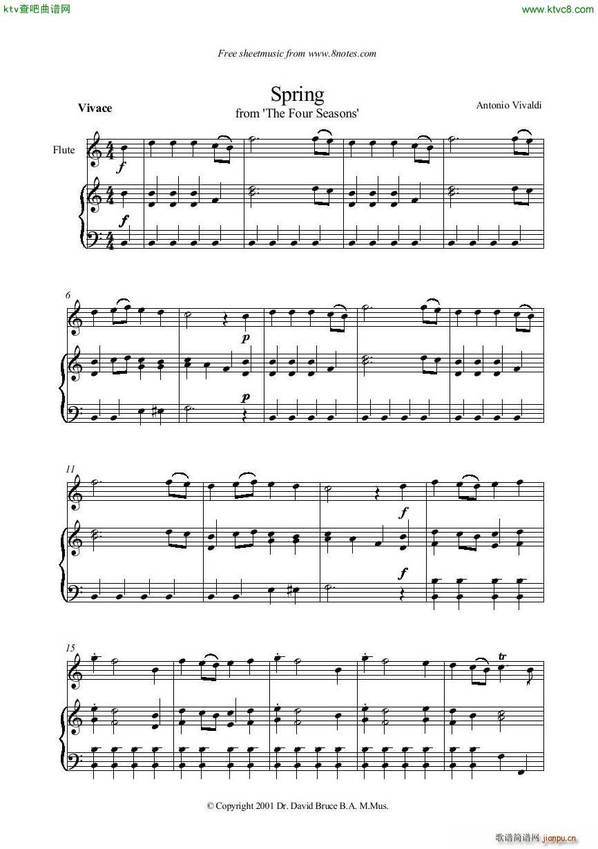 Vivaldi Spring flute piano easy(����V)1