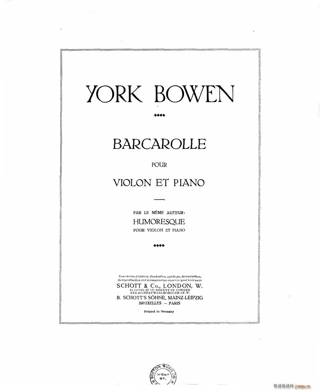Bowen Barcarolle for violin and piano(����V)3