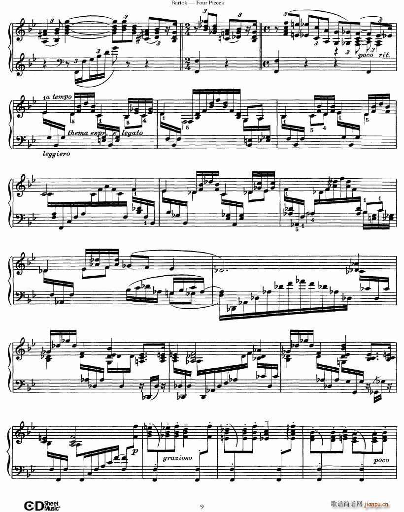 Bartok DD 71 Four Piano Pieces(����V)9