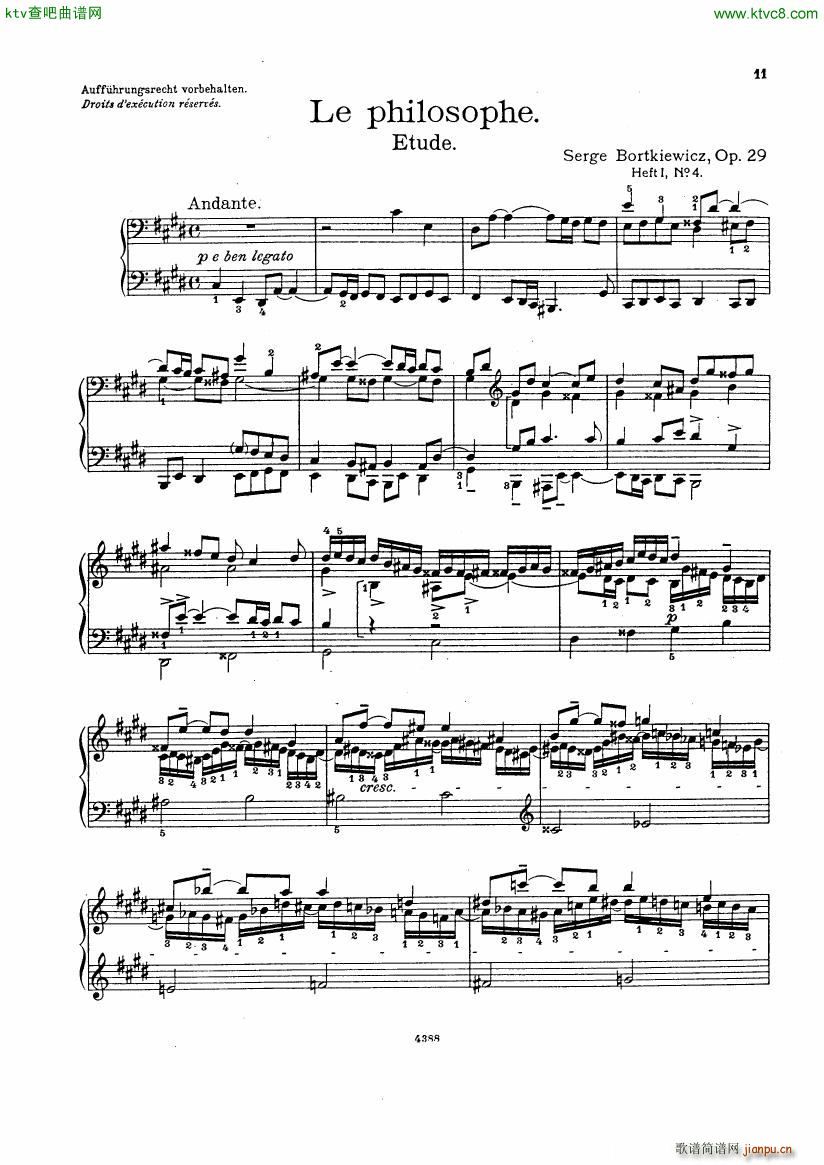 Bortkiewicz Op29 12 Etudes Nouvelles Book 1(����V)5