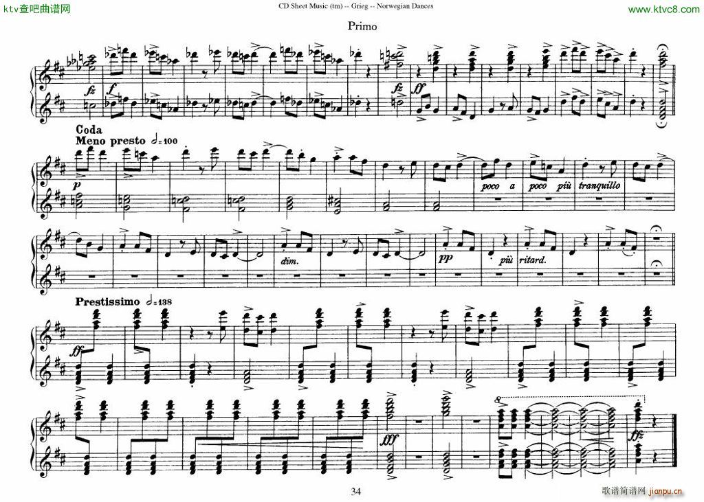 Grieg Norwegian Dance Op 35 1 4 Duet(����V)34