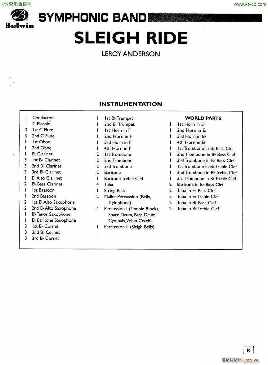 Anderson Sleigh Ride full score(����V)1