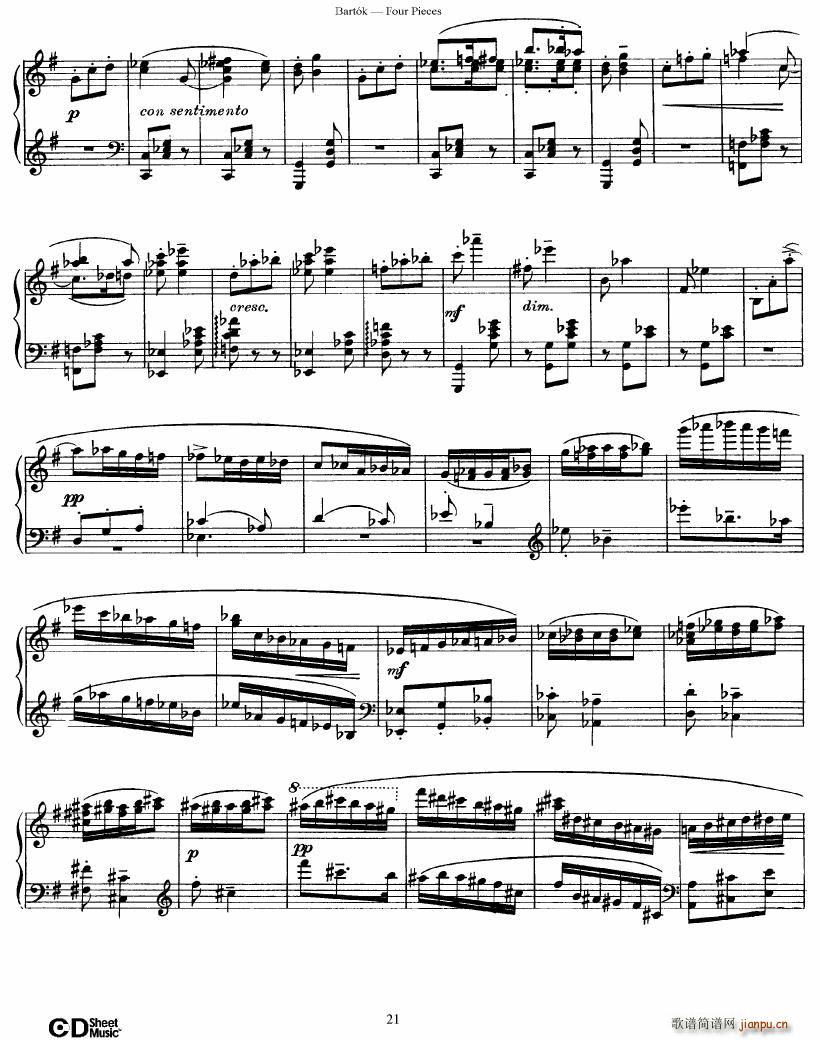Bartok DD 71 Four Piano Pieces(����V)21