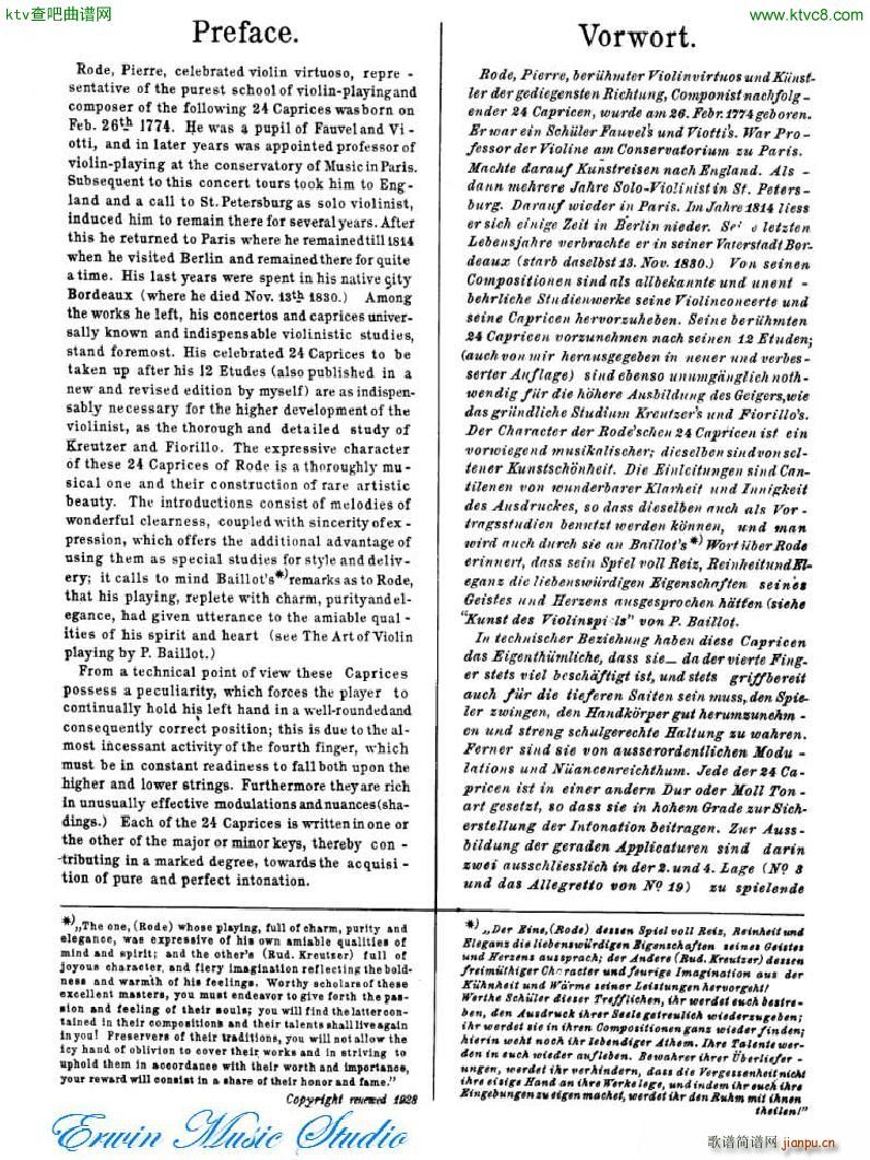 �_�� 24�׾�����Pierre Rode 24 Studi Per violino I IX(ʮ�ּ�����)1