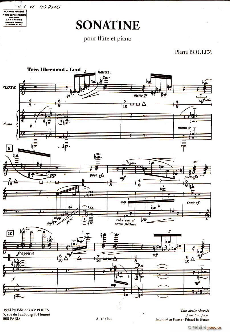 Boulez Sonatine Pour Flute Et Piano(����V)1