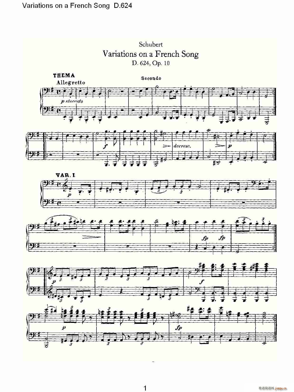 Variations on a French Song D.624(ʮ�ּ�����)1