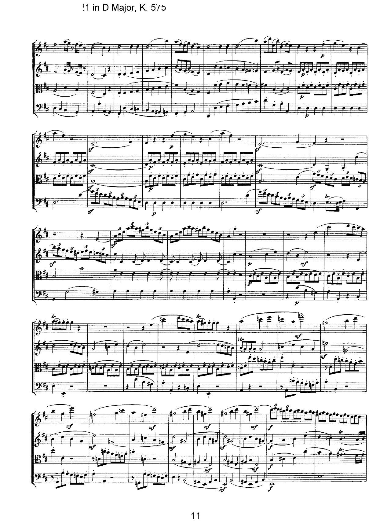 Mozart Quartet No 21 in D Major K 575(���V)11