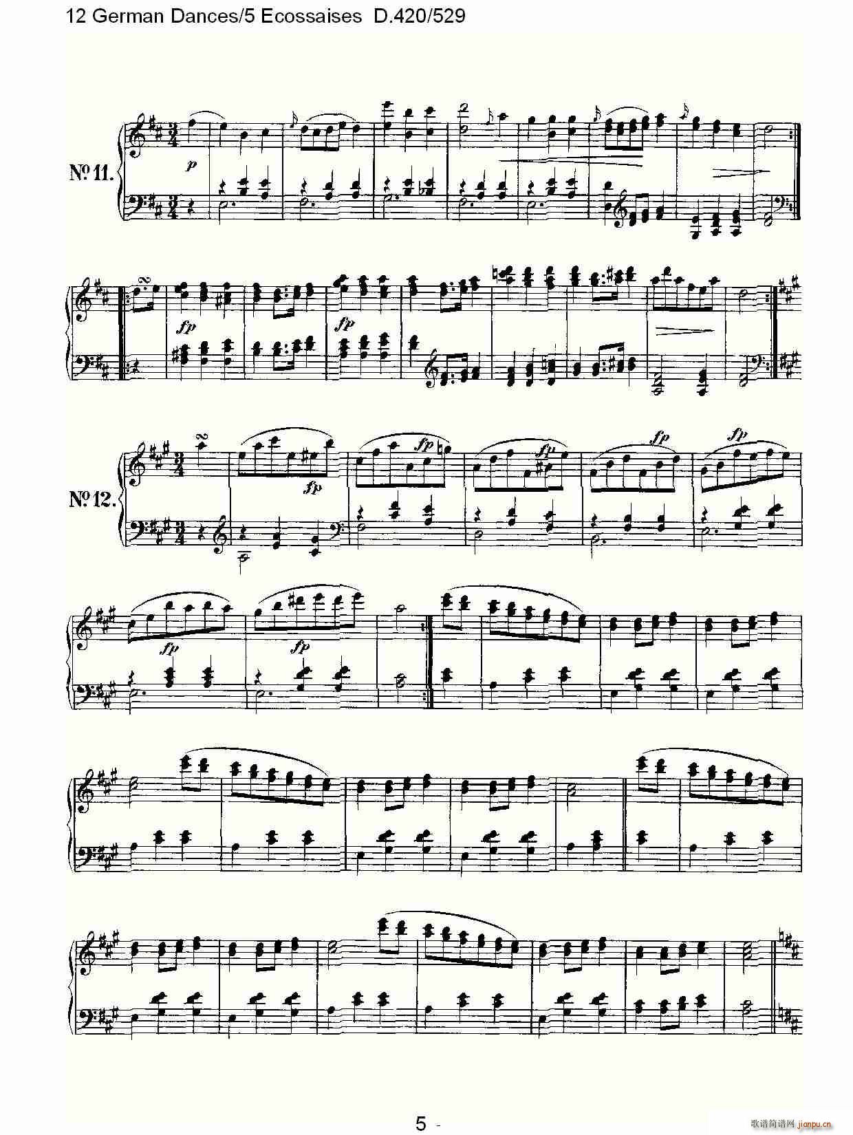 12 German Dances5 Ecossaises D.420529(ʮ�ּ�����)5