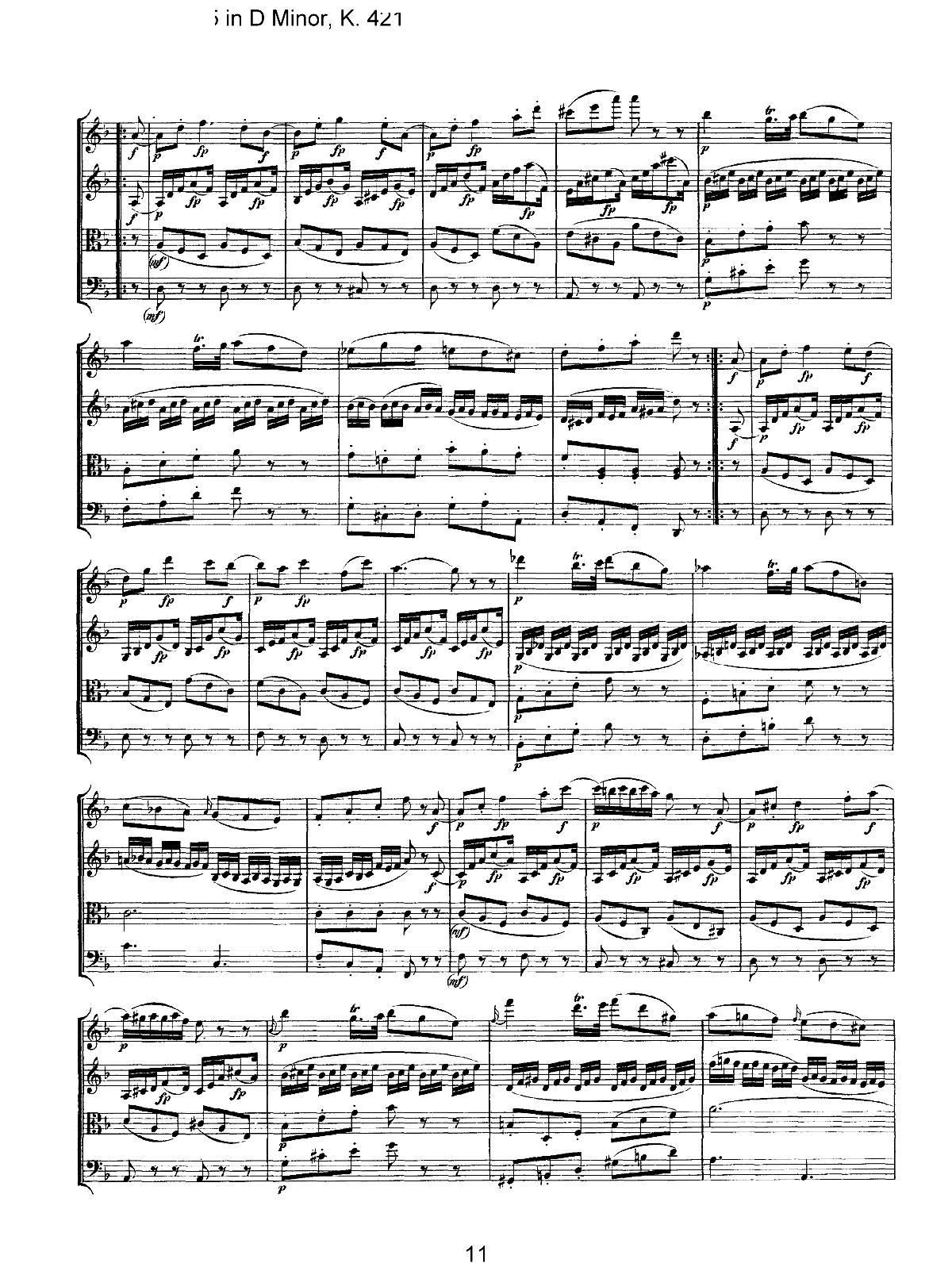 Mozart Quartet No 15 in D Minor K 421(���V)11