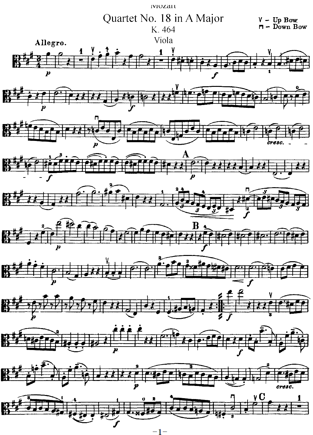 Mozart Quartet No 18 in A Major K 464 Viola(ʮ�ּ�����)1