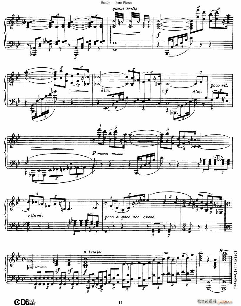 Bartok DD 71 Four Piano Pieces(����V)11