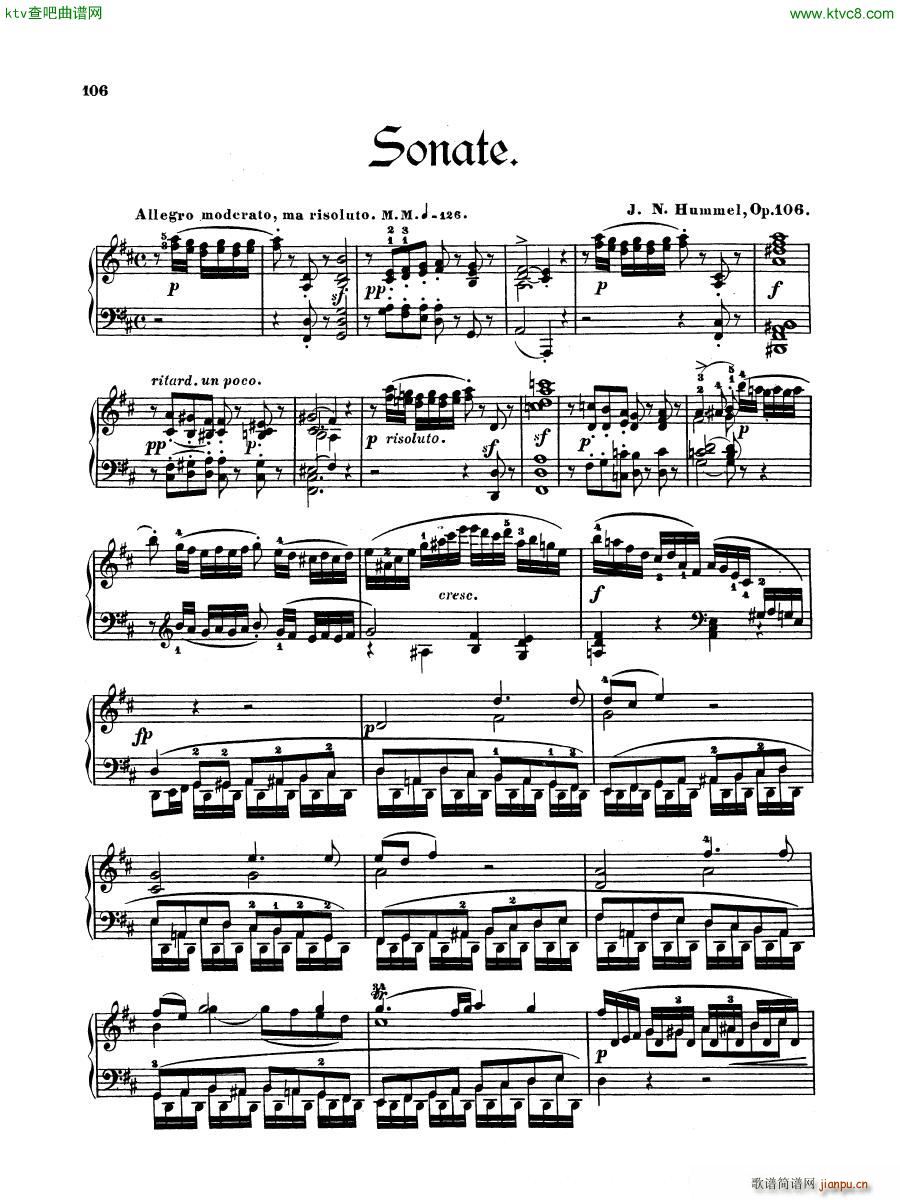 Hummel Op 106 Sonata No 6(����V)1