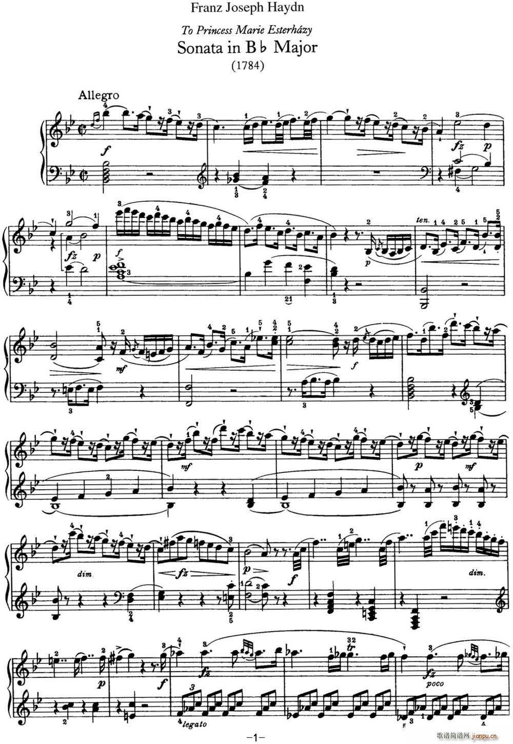 ���D ������Q�� Hob XVI 41 in B flat major(����V)1