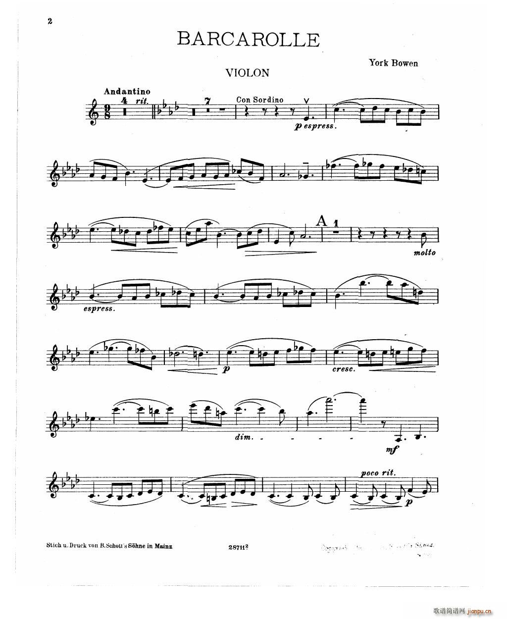 Bowen Barcarolle for violin and piano(����V)18