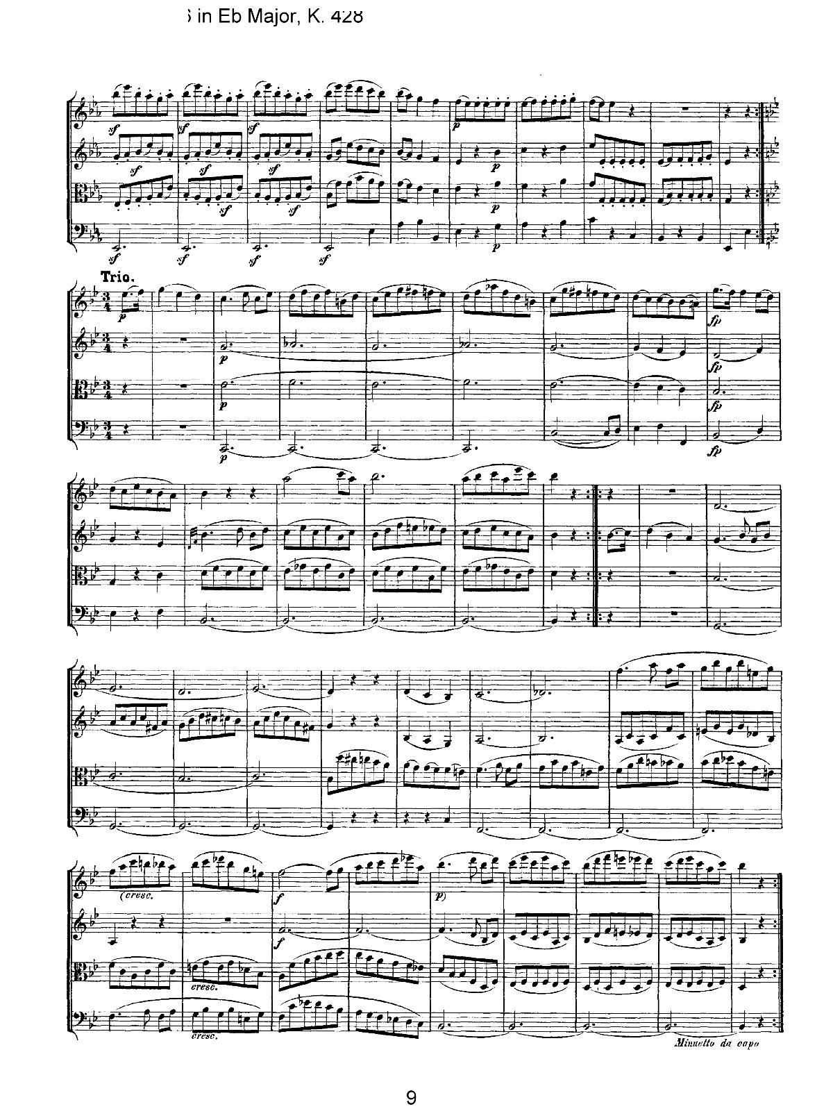 Mozart Quartet No 16 in Eb Major K 428(���V)9