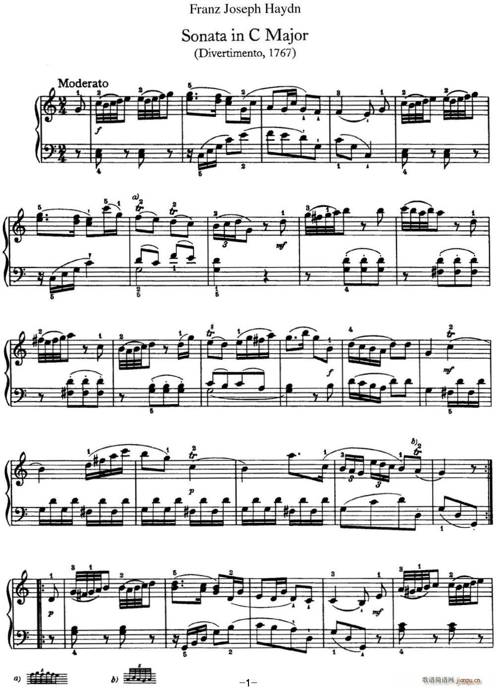 ���D ������Q�� Hob XVI 10 Divertimento C major(����V)1