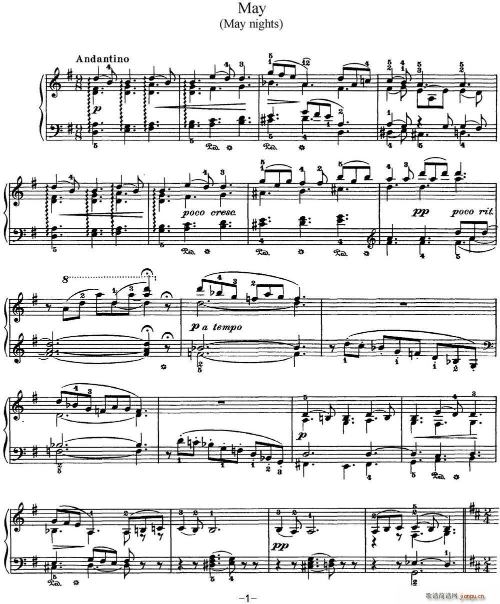 ��ɷ�˹�� �ļ� 5�� ���֮ҹ G���{ Starlit Nights G major(����V)1