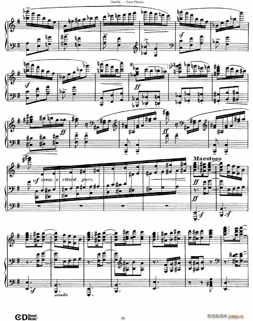 Bartok DD 71 Four Piano Pieces(����V)30