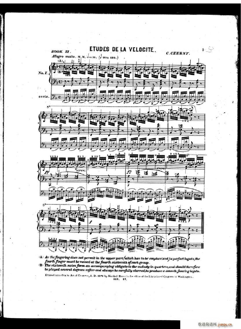 Czerny Etudes de la velocite book II(����V)1