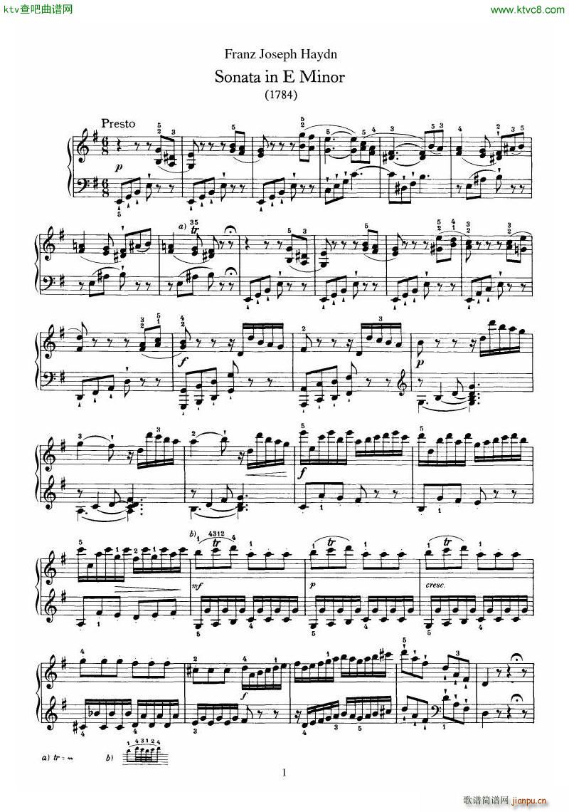 Haydn Piano Sonata No 34 In E(����V)1